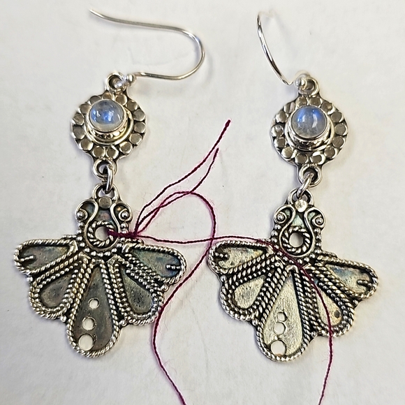 925 Sterling Silver Jewelry Moonstone Sterling Silver Fan Earrings New Poshmark